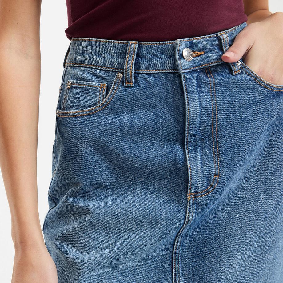 La Redoute Collections Gonna Midi Dritta in Denim  