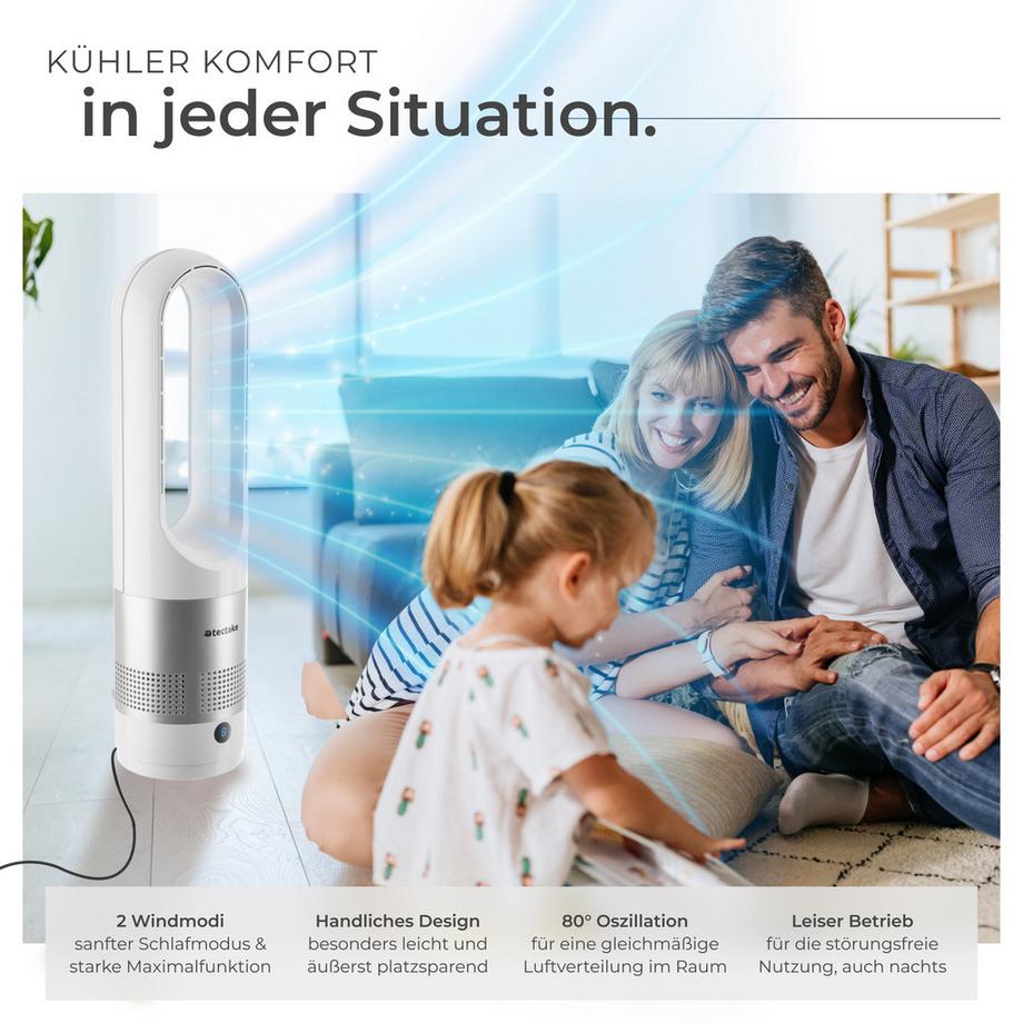 Tectake Ventilateur colonne POLAR 80° d'oscillation et 20 W  