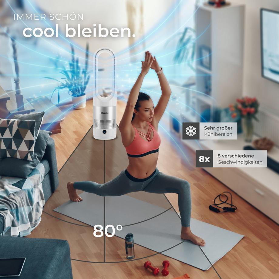 Tectake Ventilateur colonne POLAR 80° d'oscillation et 20 W  