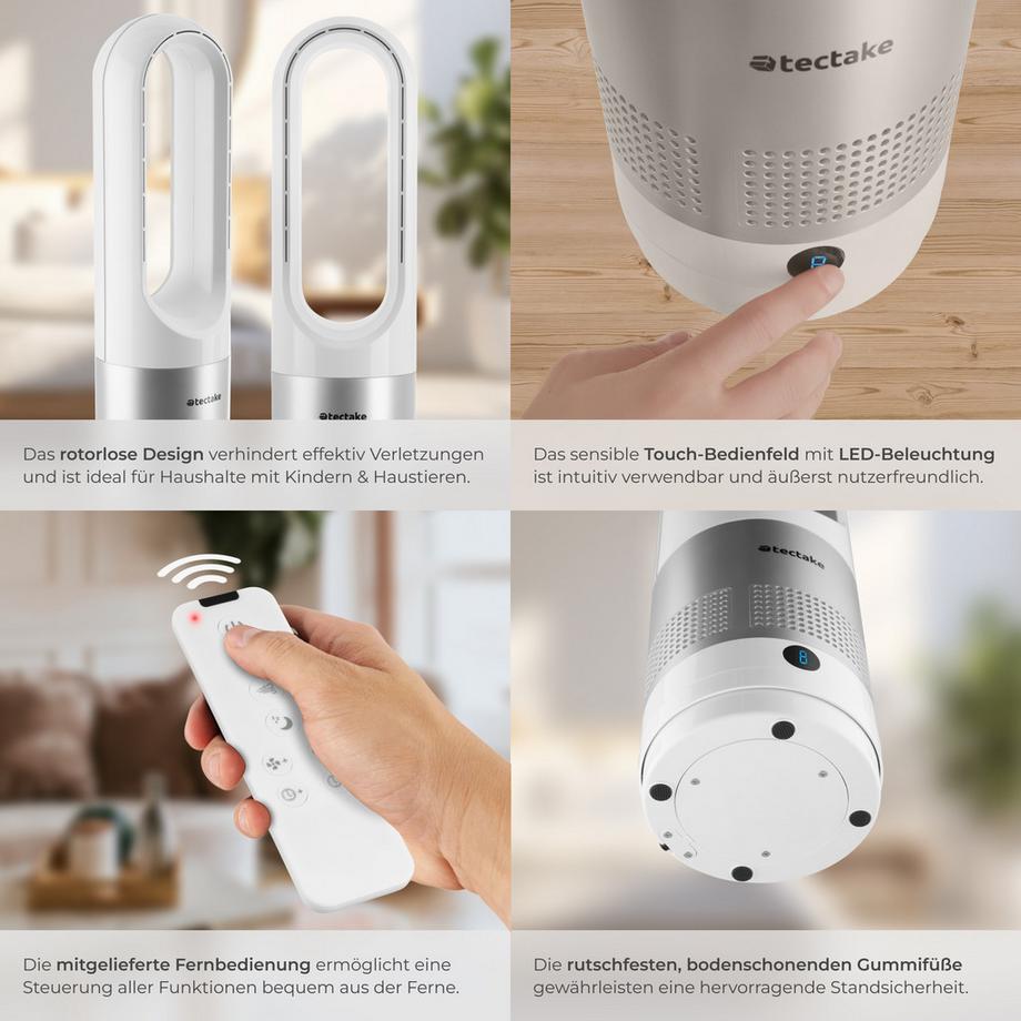 Tectake Ventilateur colonne POLAR 80° d'oscillation et 20 W  