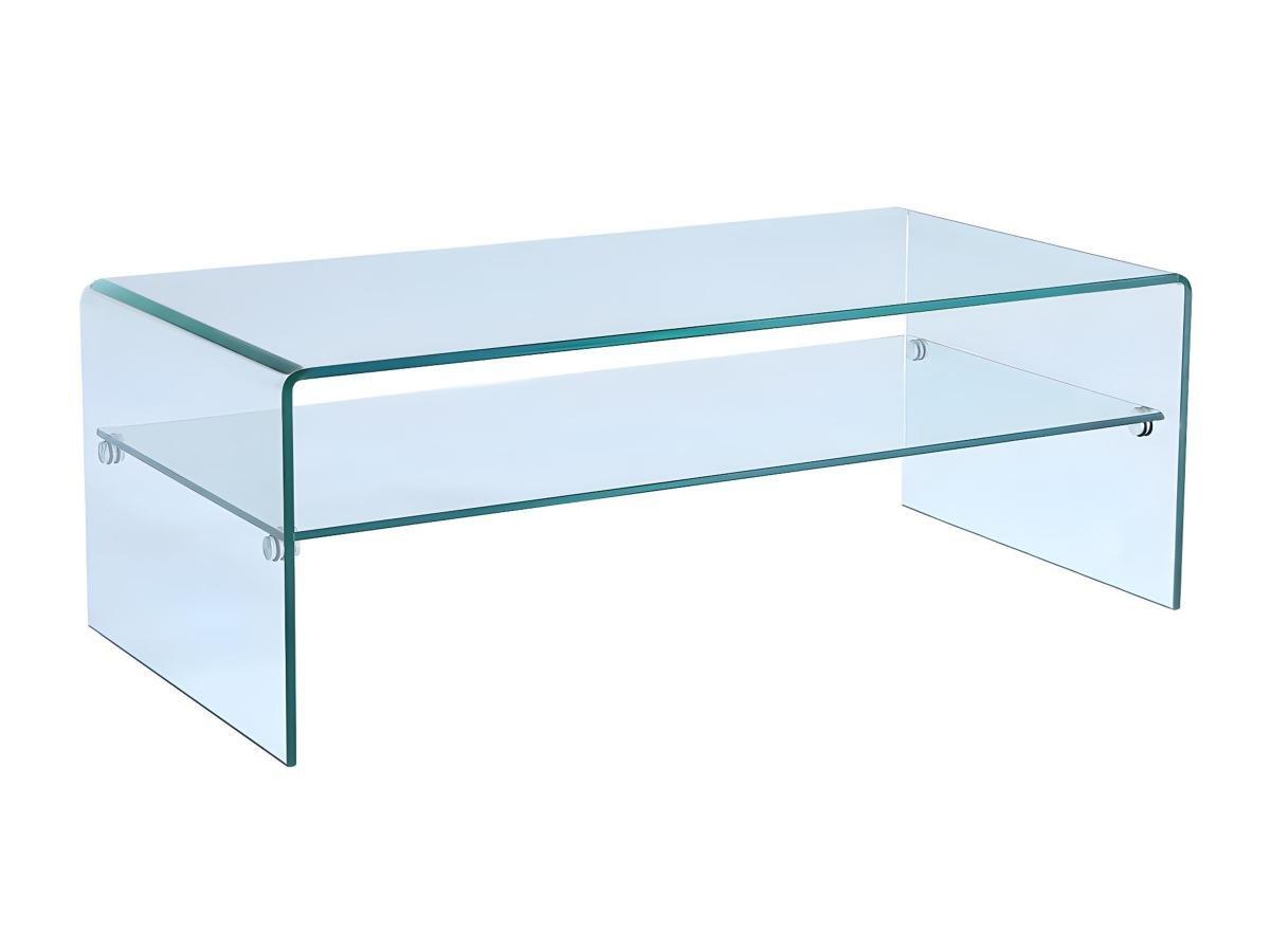 Vente-unique Table basse STILEOS Double plateau Verre trempé  