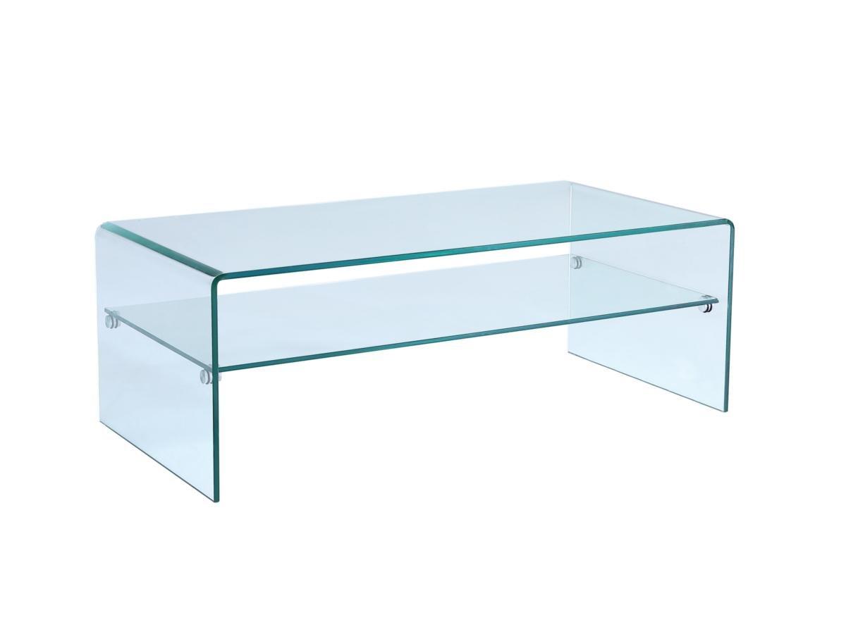 Vente-unique Table basse STILEOS Double plateau Verre trempé  