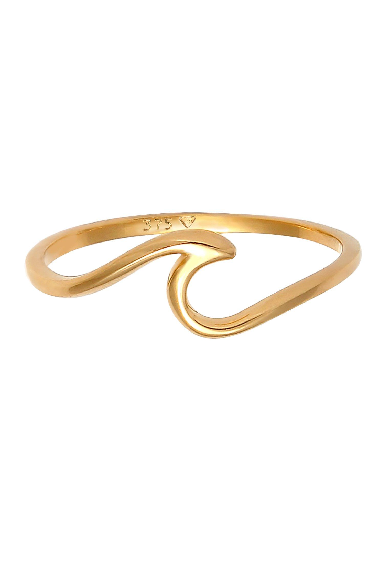 Elli  Ring Wellen Wave Strand Maritim 375 Gelbgold 