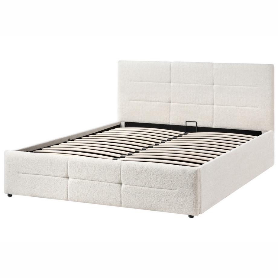 Beliani Bett mit Stauraum aus Bouclé  MASSOGNES  
