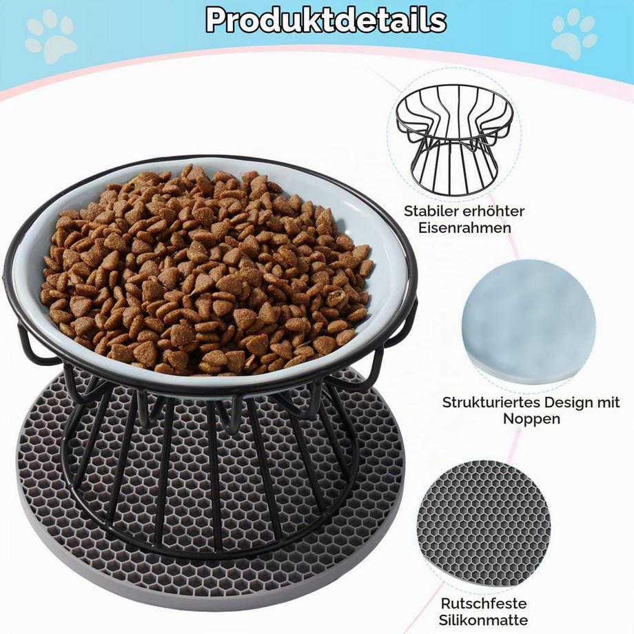 Alopini  Bol Pour Chat Surélevé 2 Pièces, bol de Nourriture pour Chat avec Support en Métal 