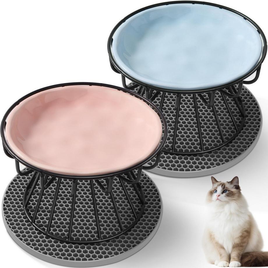 Bol Pour Chat Surélevé 2 Pièces, bol de Nourriture pour Chat avec Support en Métal