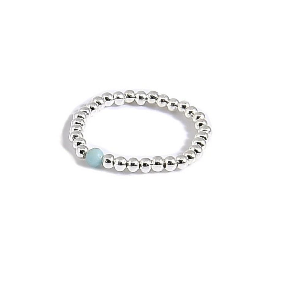 Balibay  Bague  Amalia avec pierre de larimar facettée 