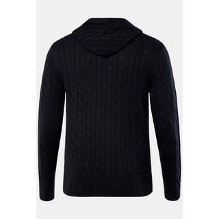 JP1880  Sweat-shirt à capuche pull en maille avec motif torsadé. Jusqu'au 7 XL. 