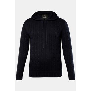 JP1880  Sweat-shirt à capuche pull en maille avec motif torsadé. Jusqu'au 7 XL. 