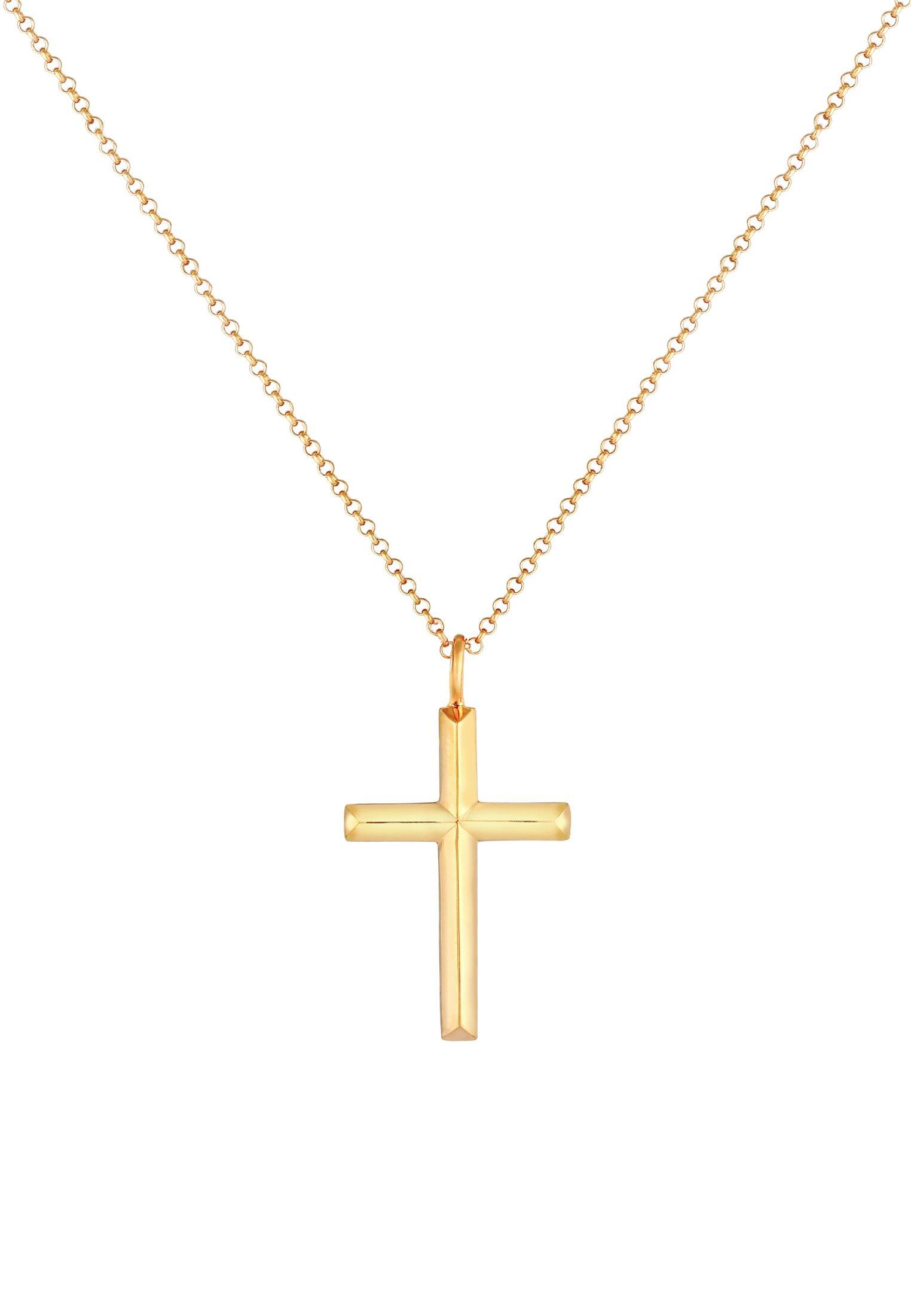 Kuzzoi  Collier Herren Erbskette Kreuz Oxidiert Massiv 925 Silber 