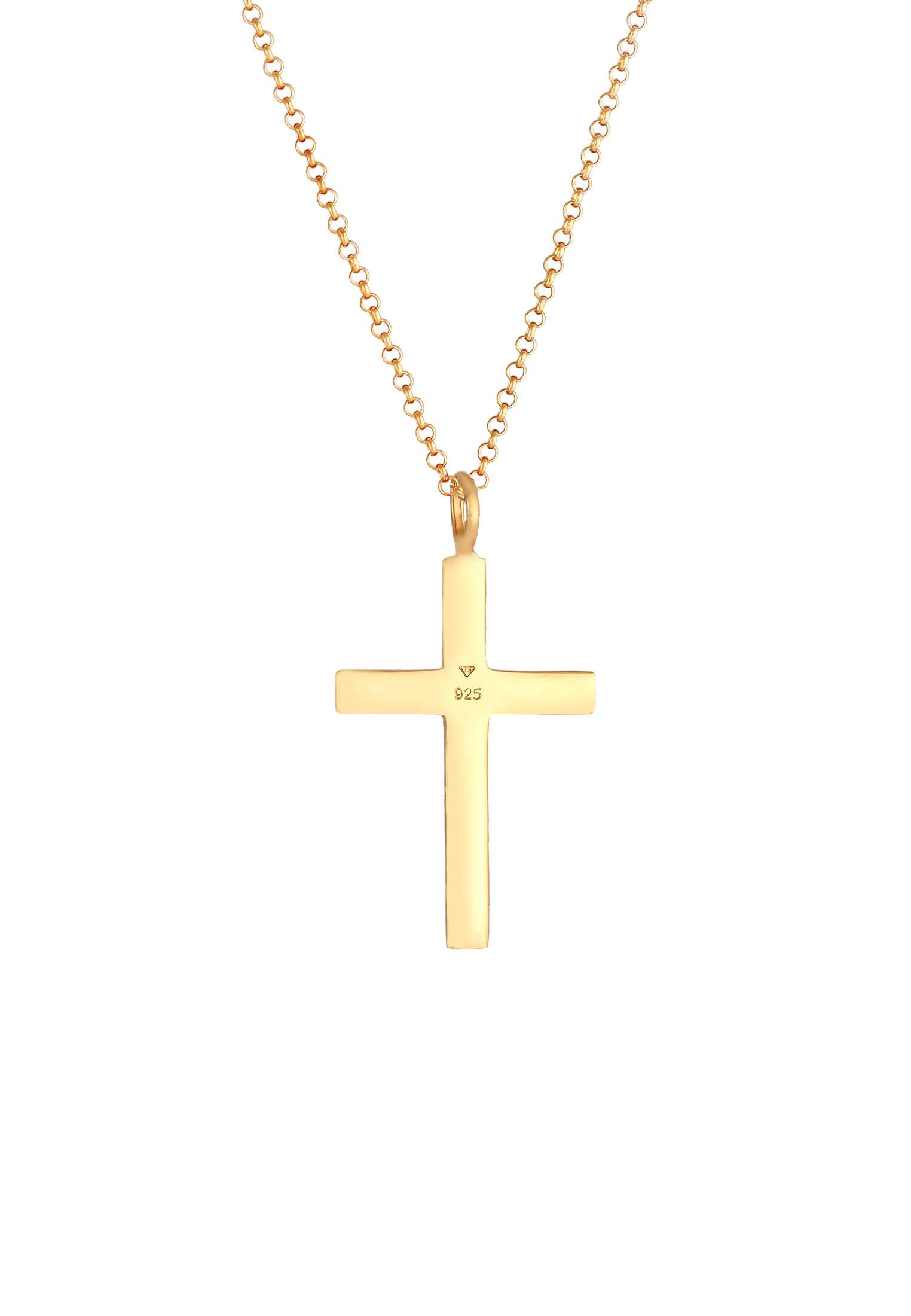 Kuzzoi  Collier Herren Erbskette Kreuz Oxidiert Massiv 925 Silber 