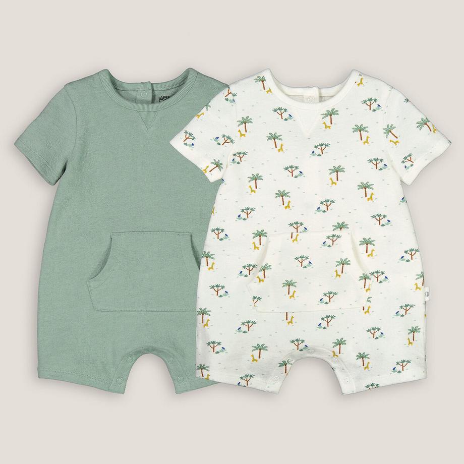 2er-Pack kurze Baby-Overalls