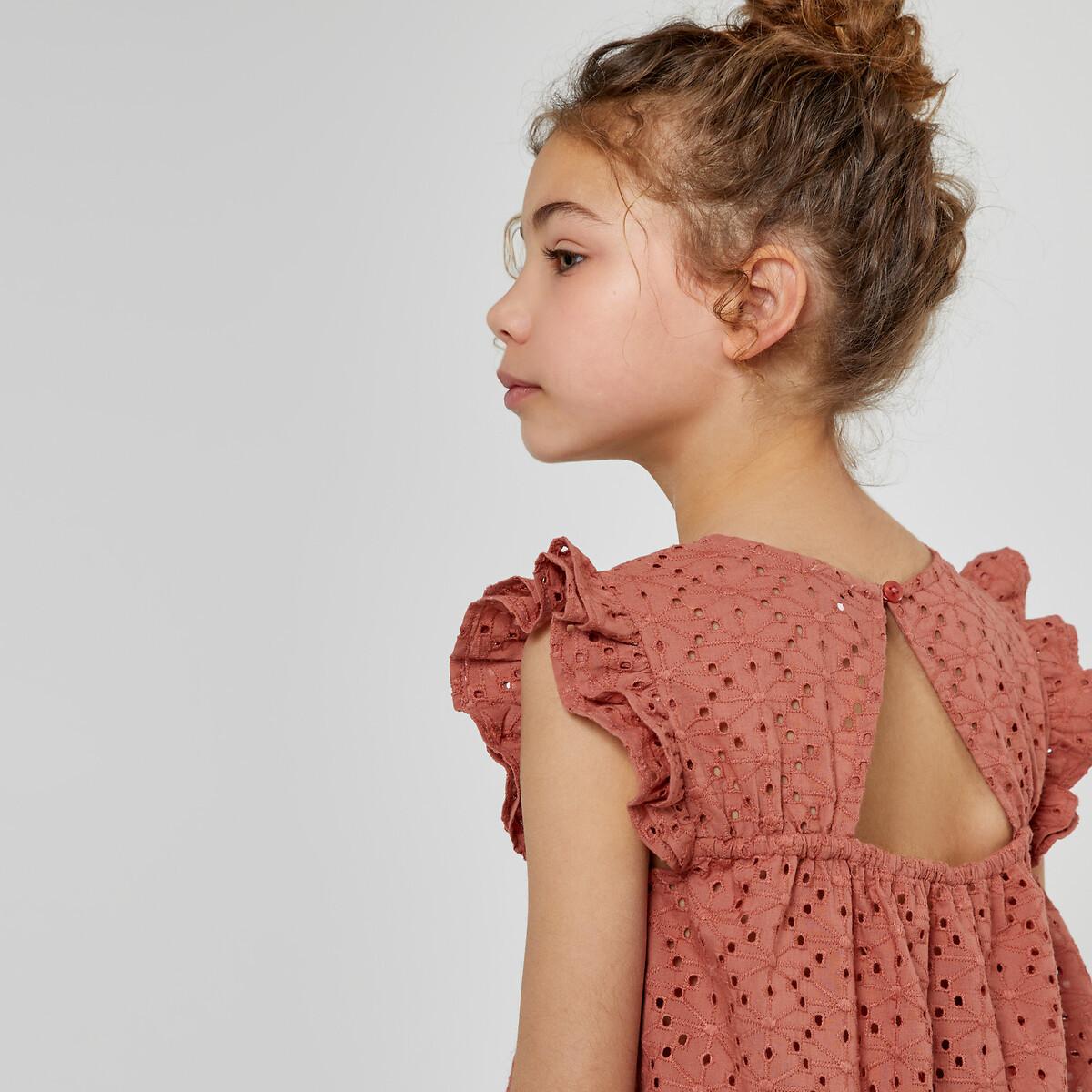 Image of Bestickte Bluse Mit Kurzen Ärmeln Mädchen Rot 118