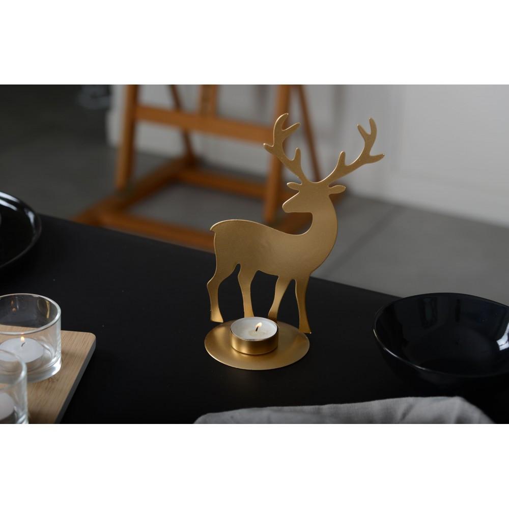 Aulica BOUGEOIR CERF METAL DORE  