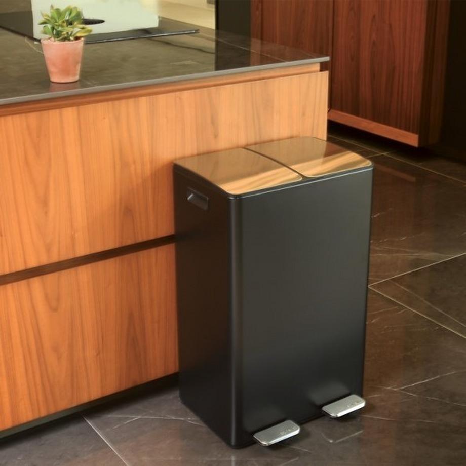 spirella selektive sortierung küche mülleimer Stahl ALIYA 60L (2x30L) Mattschwarz  