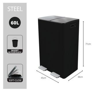 spirella selektive sortierung küche mülleimer Stahl ALIYA 60L (2x30L) Mattschwarz  
