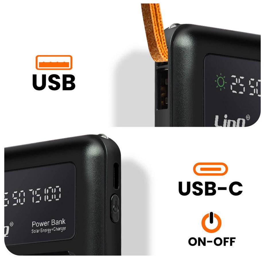 Avizar  Powerbank solare da 15000mAh LinQ nero 