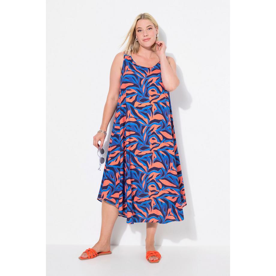 Ulla Popken Korallenmuster Rundhals Ärmelloses Kleid  