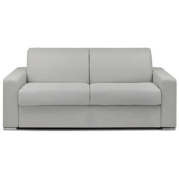 Canapé 3 places convertible express en tissu gris - Couchage 140 cm - Matelas 18 cm avec mémoire de forme CALITO