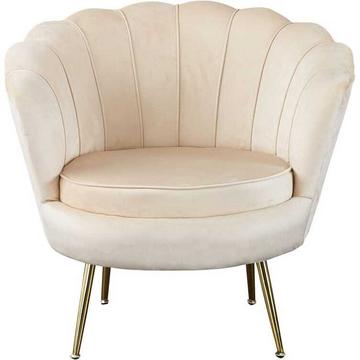 Fauteuil coquillage velours beige