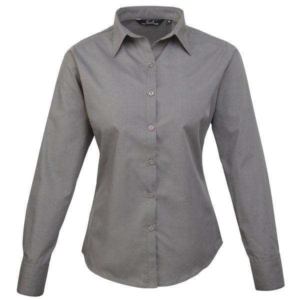 Image of Popeline Bluse Arbeitshemd Damen Grau 32