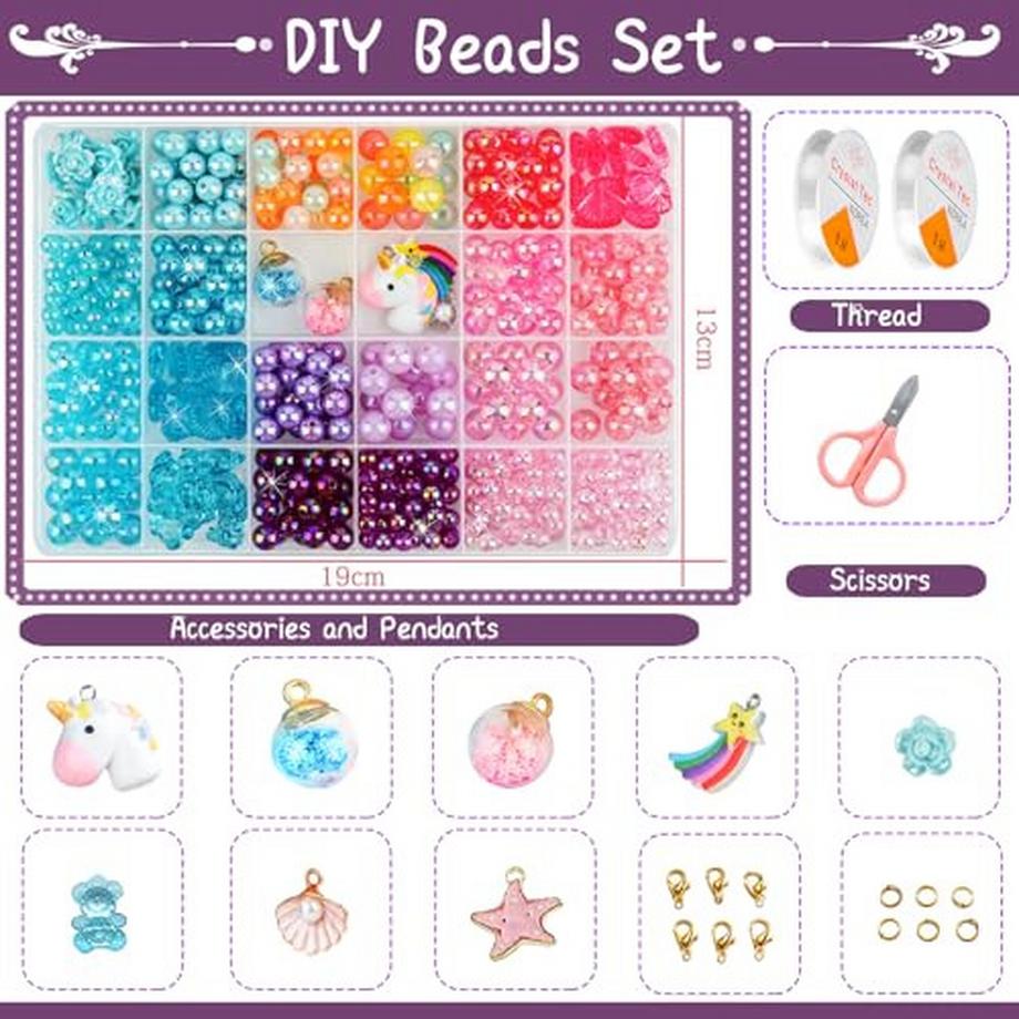 Activity-board  Kit de fabrication de perles pour enfants, kit de fabrication de bracelets, kit de fabrication de colliers, kit d'artisanat d'art pour bracelets 