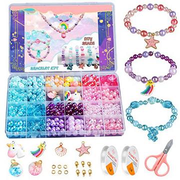 Kinder DIY Perlen Kits, Schmuck Armband Halsketten String Making Kit, Armbänder Kunst Bastelset