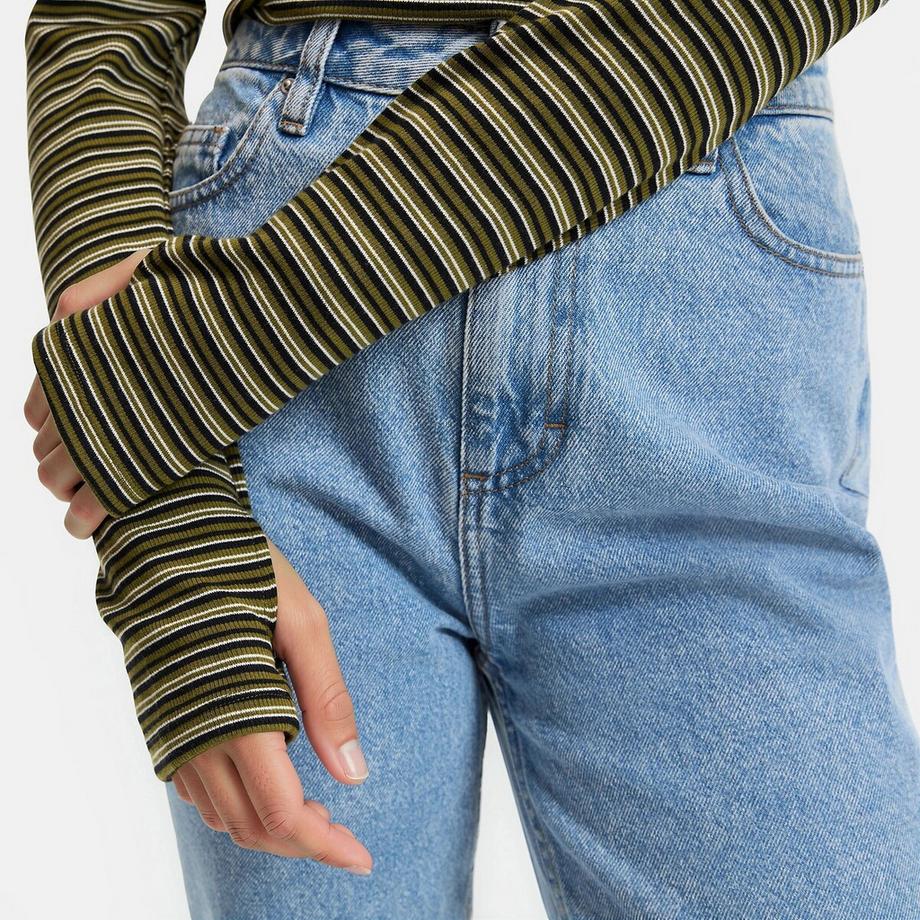 La Redoute Collections T-shirt rayé côtelé manches longues avec ouvertures pour pouces  