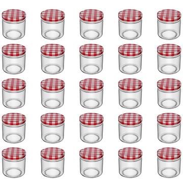 25 pots à confiture avec couvercle
