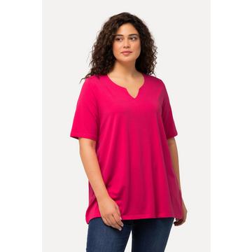 T-shirt à manches courtes, coupe évasée et col rond fendu