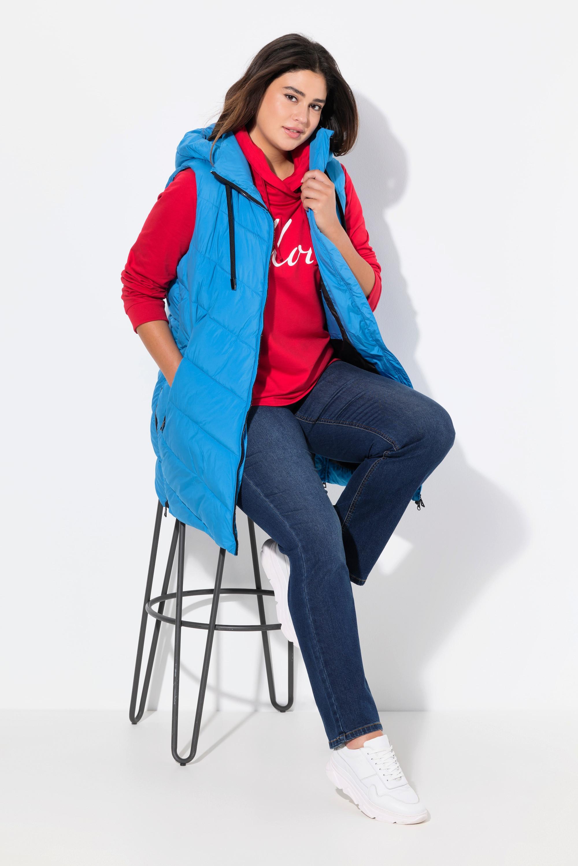 Ulla Popken Long Steppweste Wasserabweisend mit 2-Wege-Zipper  