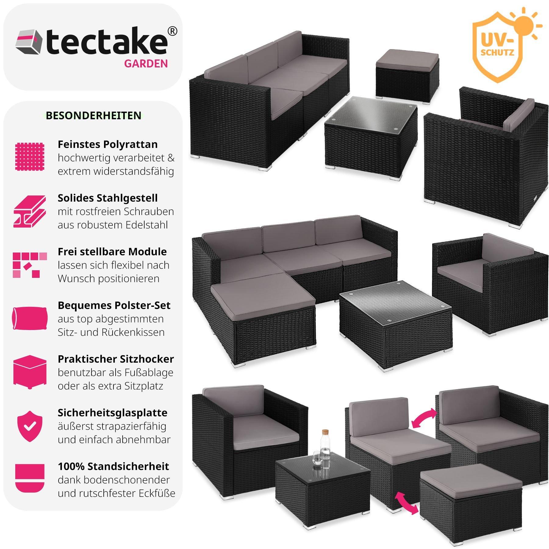 Tectake Salon en rotin Lignano avec fauteuil  