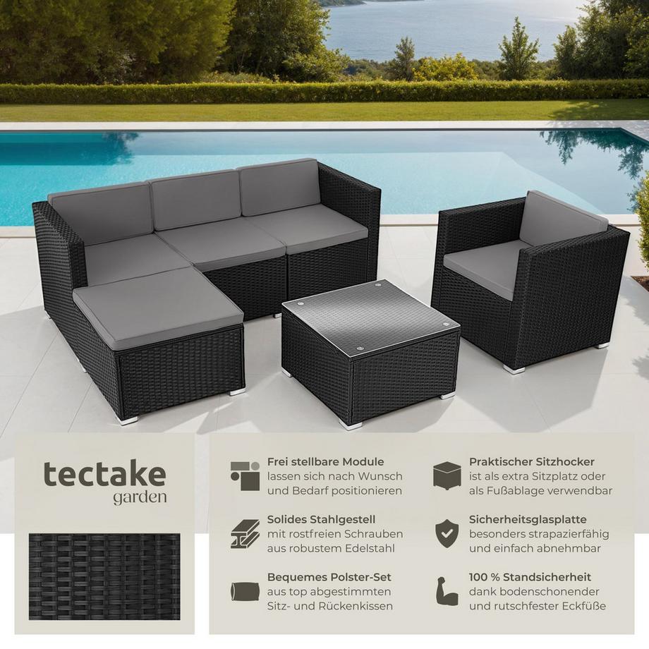 Tectake Rattan Lounge Lignano für 4 bis 5 Personen widerstandsfähig  