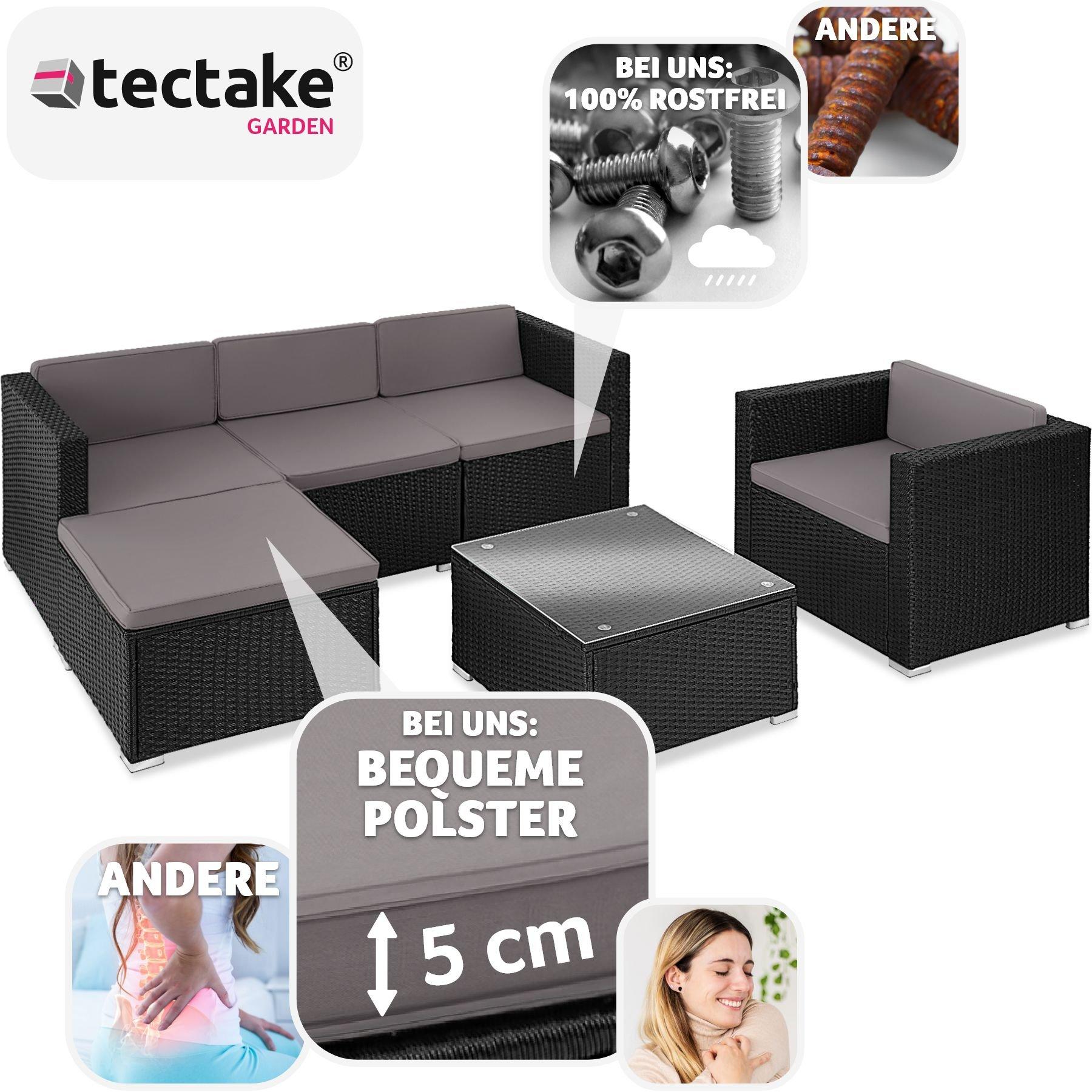 Tectake Salon en rotin Lignano avec fauteuil  