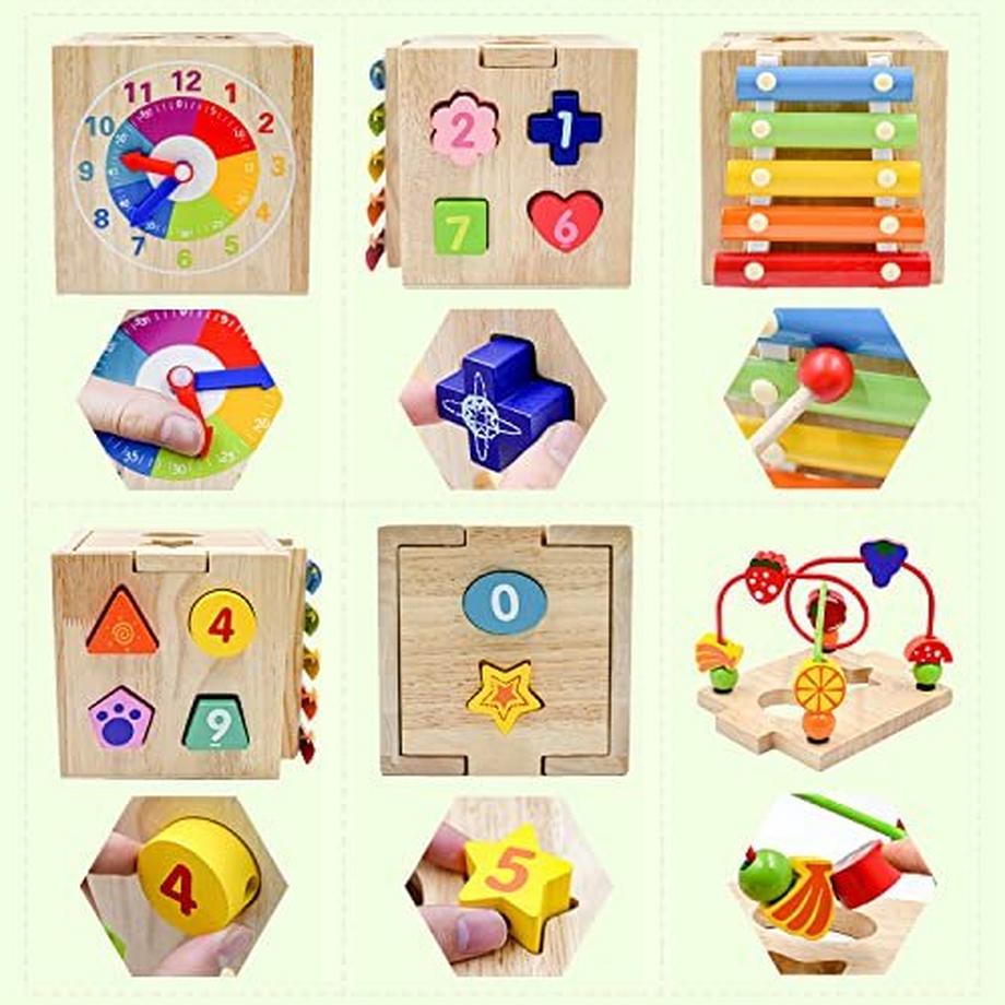 Activity-board  Motorikwürfel Motorikspielzeug 5-in-1 Spiele-Center Aktivität Würfel 