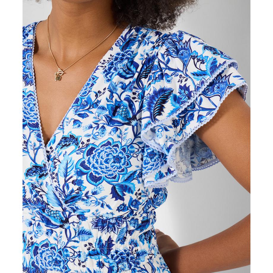 Joe Browns Maxikleid V-Ausschnitt Blumenmuster Gesmokte Taille  