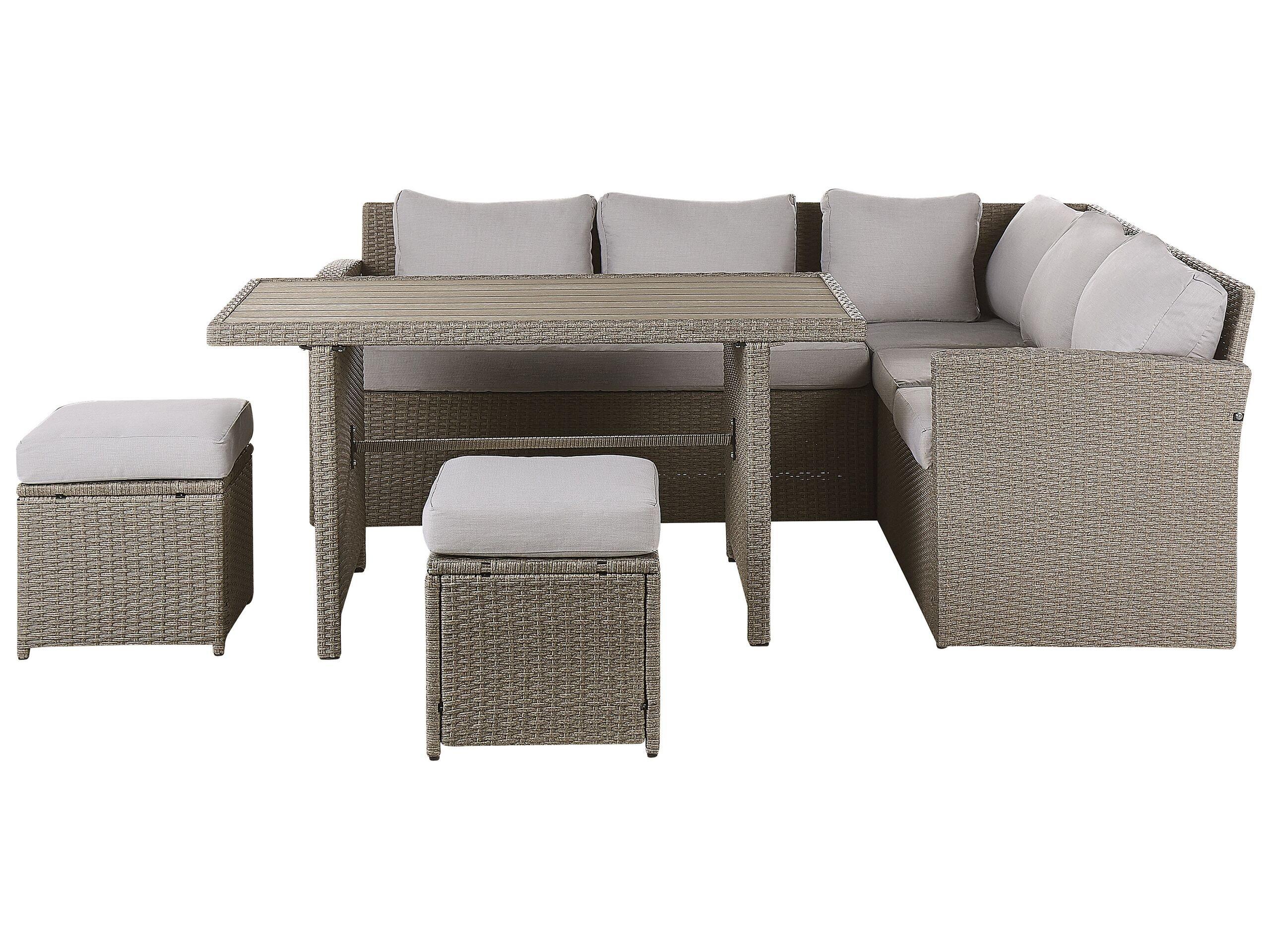 Beliani Lounge Set mit Tisch aus PE Rattan Retro BARDI  