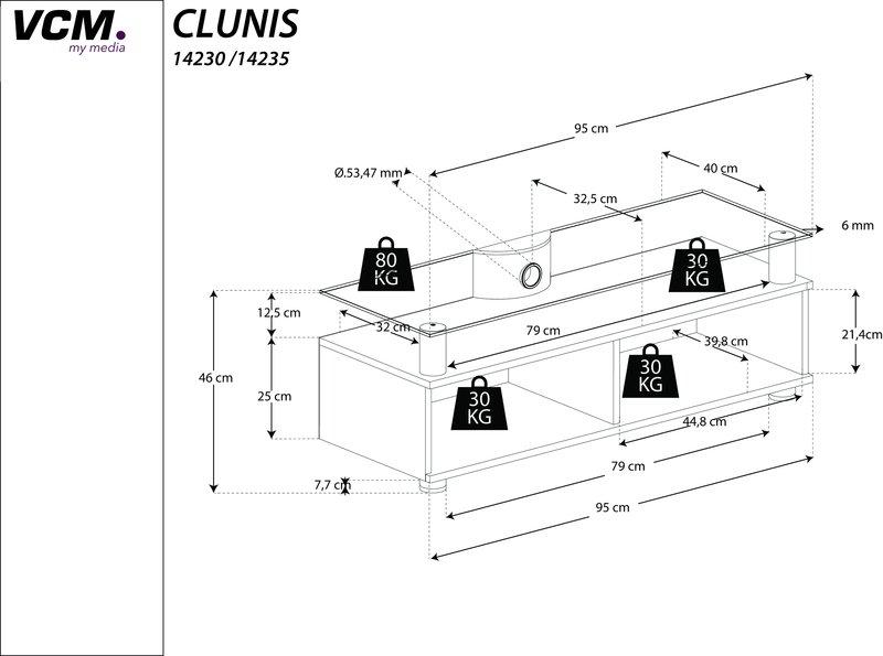 VCM Holz TV Möbel Schrank Lowboard Fernsehschrank Rollen rollbar Clunis  