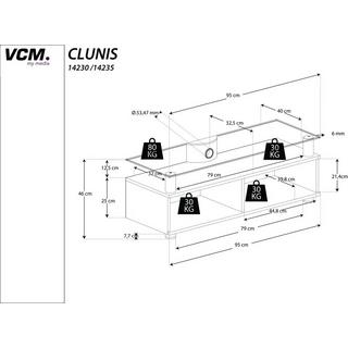 VCM Meuble TV en bois Armoire Lowboard Meuble TV à roulettes Clunis Meuble TV en bois Armoire Lowboard Meuble TV à roulettes Clunis  