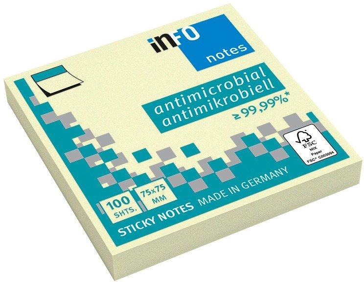 INFO INFO Haftnotizen 75x75mm 5154-01 antimikrobiell, gelb 100 Blatt  