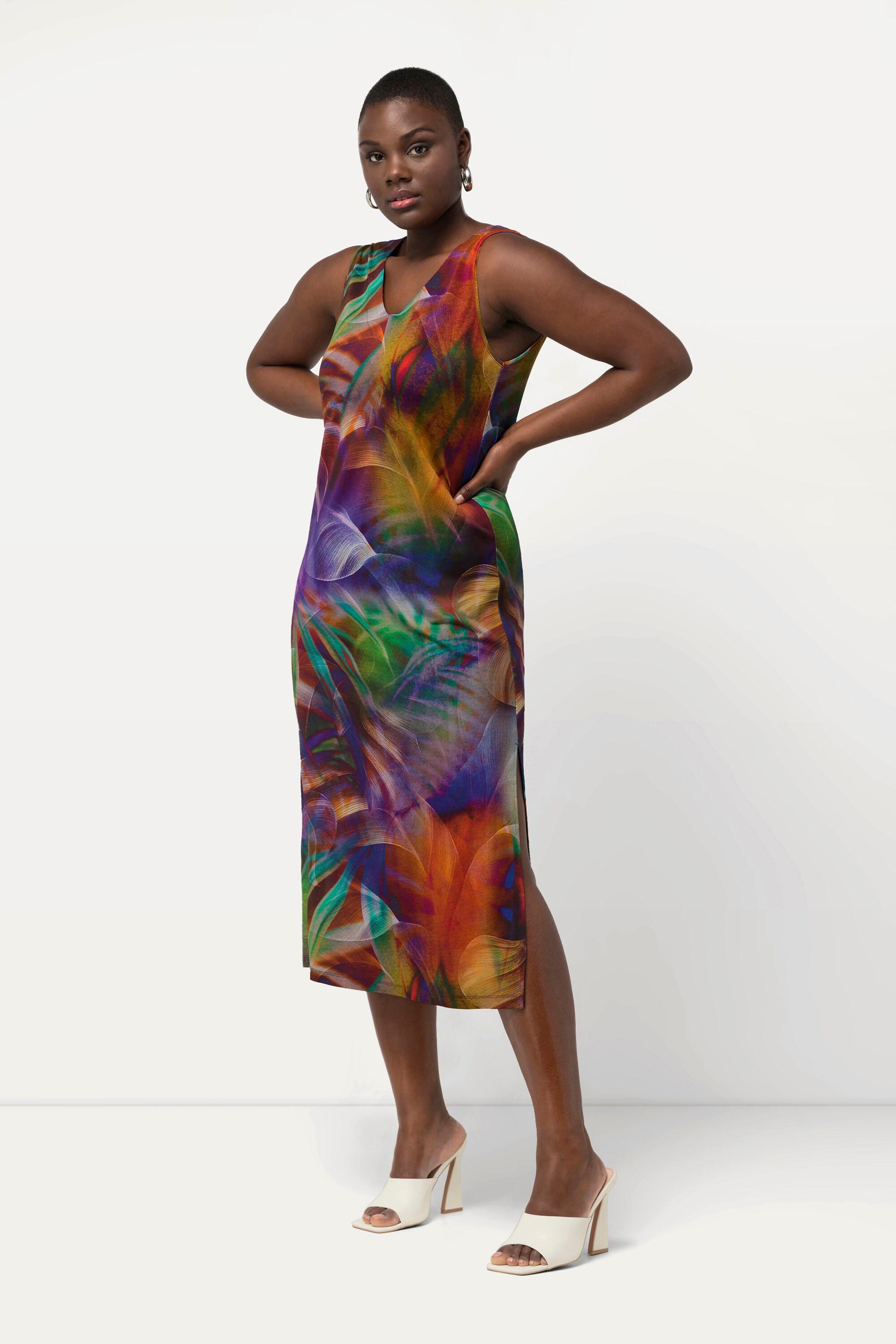 Ulla Popken Abito Midi Slinky Linea A Senza Maniche  