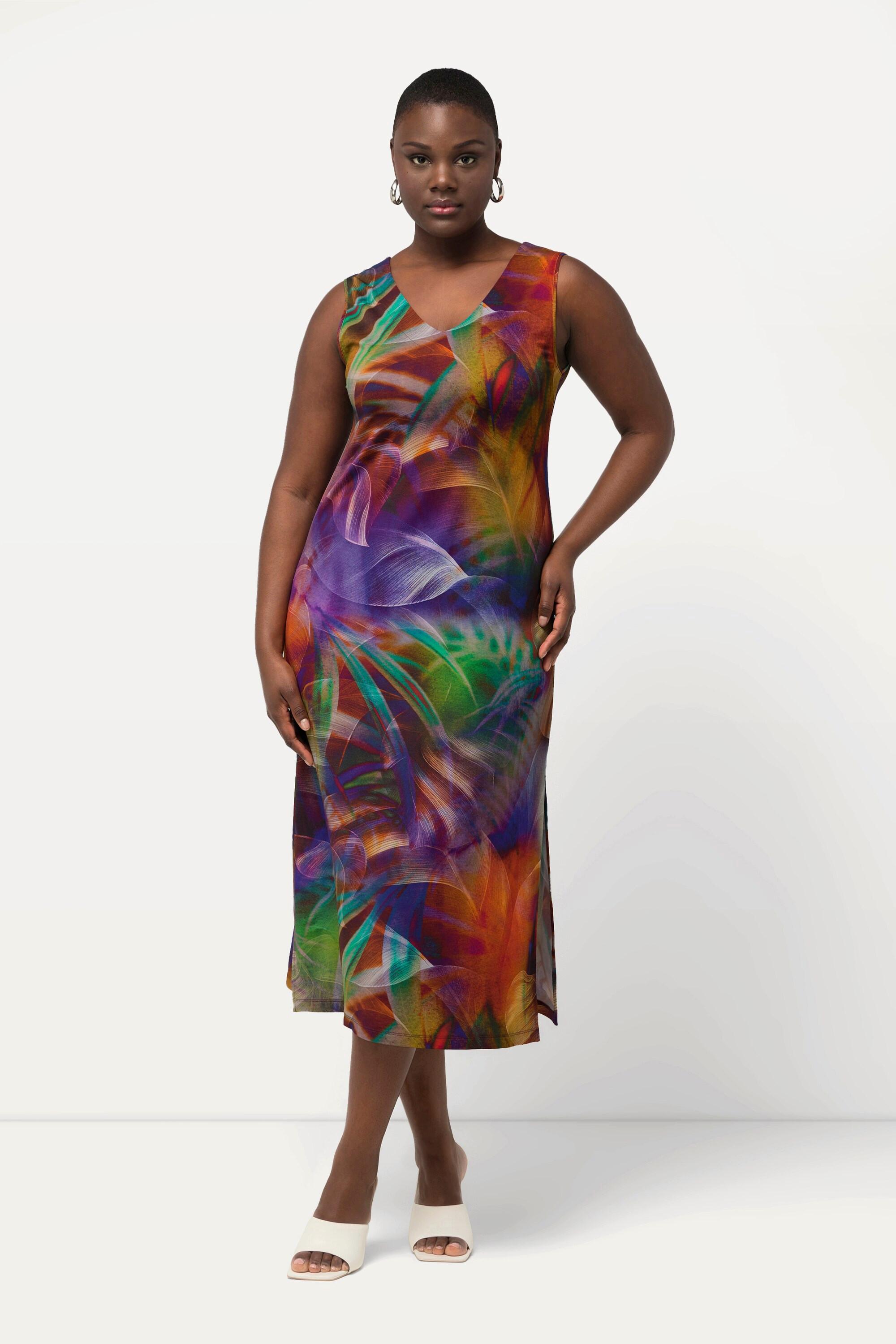 Ulla Popken Abito Midi Slinky Linea A Senza Maniche  