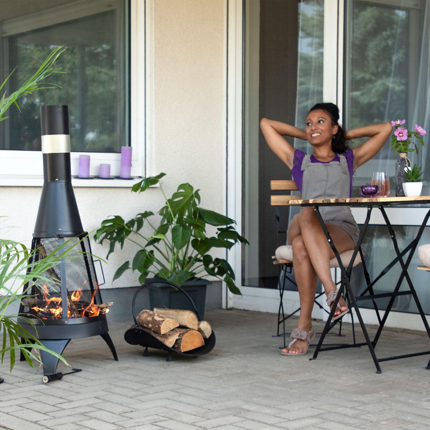 B2X Kaminholzkorb in Schwarz  