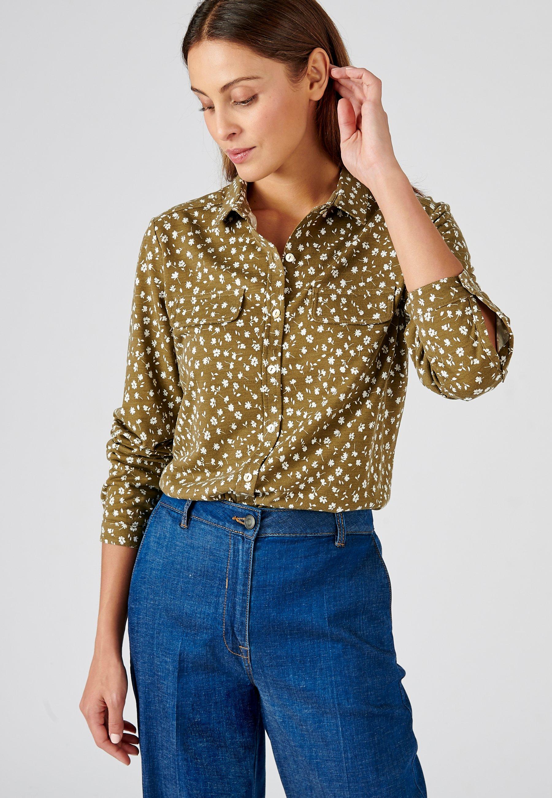 Image of Printbluse Aus Thermolactyl-strick, Damen Grün 38/40