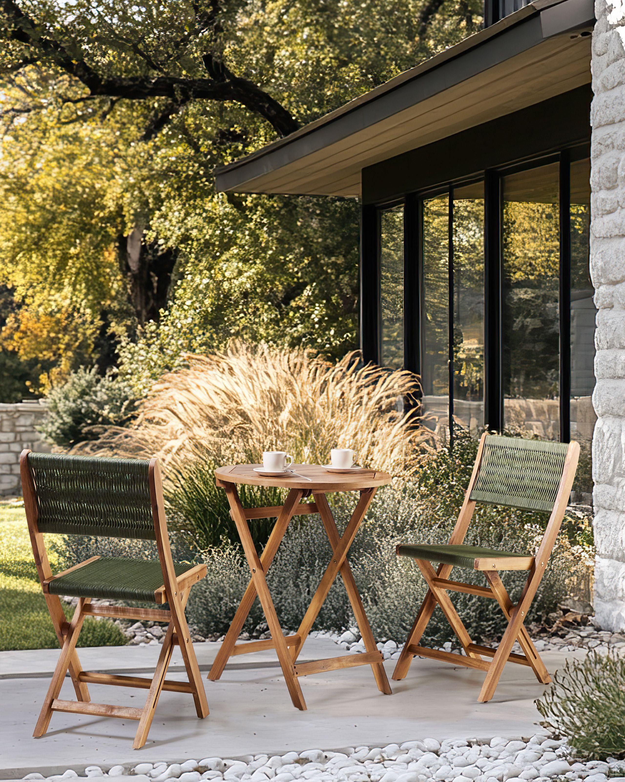 Beliani Lot de 2 chaises de jardin en Acacia Méditerranéen PROSSEDI  