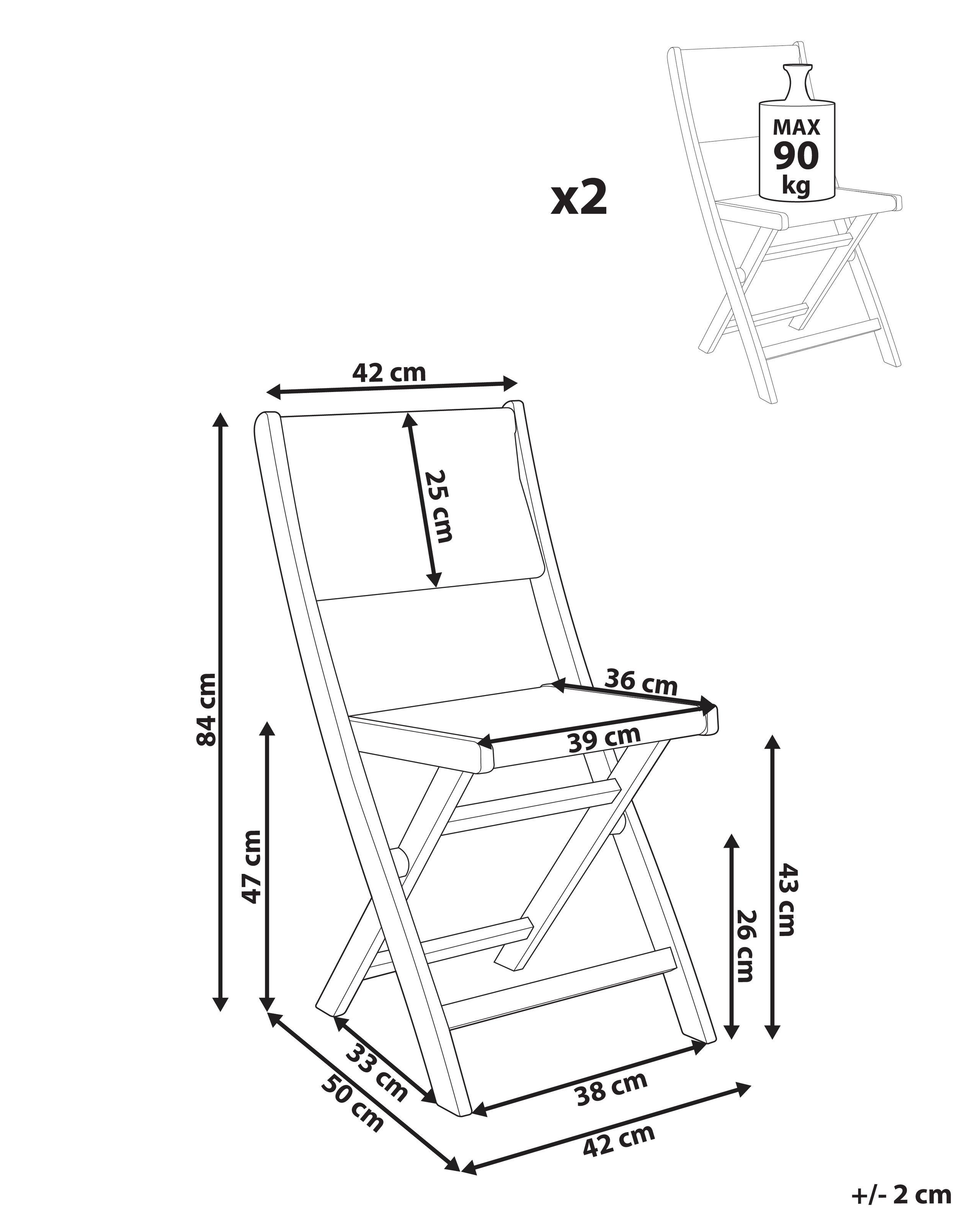 Beliani Lot de 2 chaises de jardin en Acacia Méditerranéen PROSSEDI  