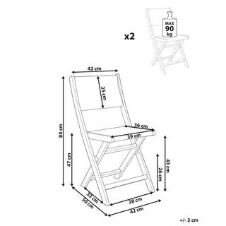 Beliani Lot de 2 chaises de jardin en Acacia Méditerranéen PROSSEDI  