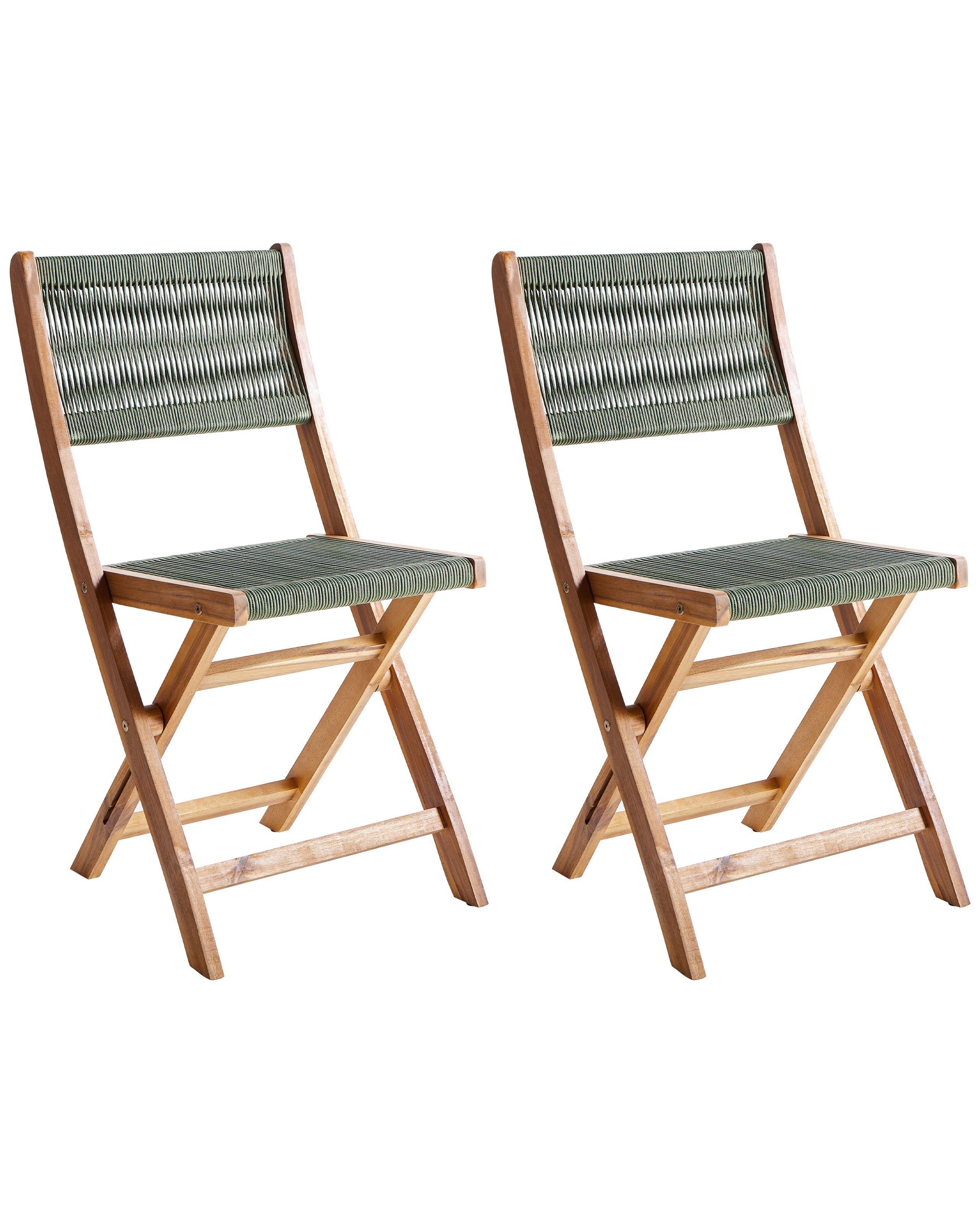 Beliani Lot de 2 chaises de jardin en Acacia Méditerranéen PROSSEDI  