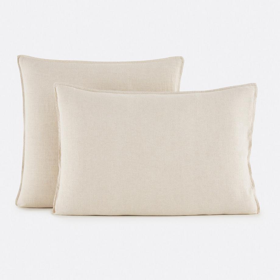 Unifarbener Kissenbezug Marnie aus Baumwolle/gewaschenem Leinen