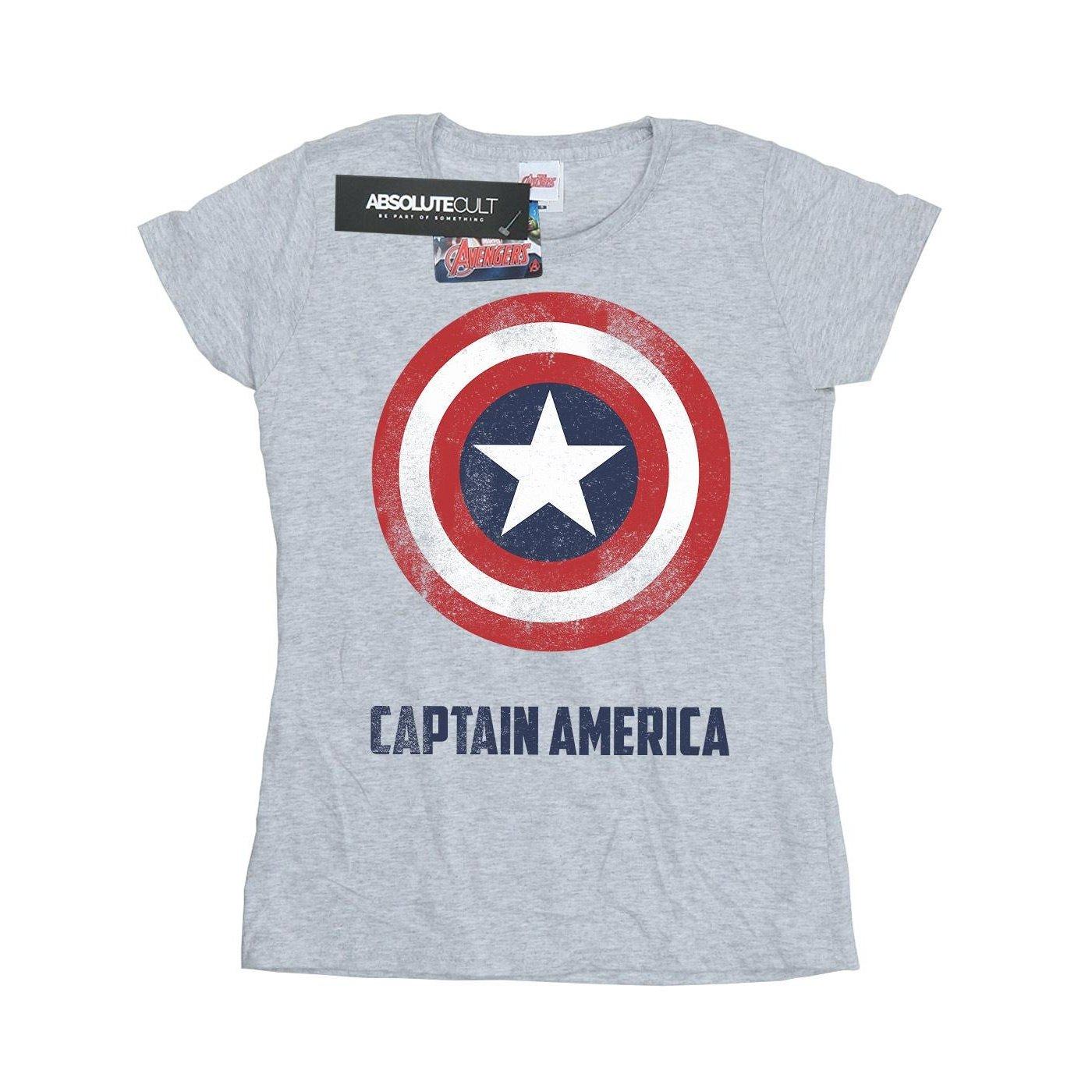 Image of Captain America Shield Text Tshirt Damen Grau XXL